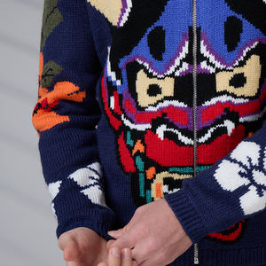 Custom Knitted Sweater Men Trendy Winter Long Sleeve Men's Clothing Pattern Cardigan Zip Up Jacquard Sweater - Product Image 2