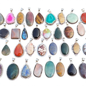 จี้หินธรรมชาติทรงหยดน้ำสไตล์โบฮีเมียน ชุบเงิน สำหรับทุกเพศ - Product Image 1