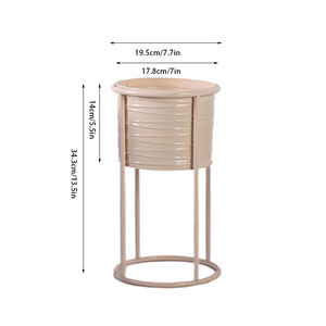 Prix du fabricant Pots de fleurs colorés au sol Jardinière en métal avec support Jardinières d'extérieur rondes modernes pour la décoration de jardin - Product Image 2