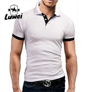 Summer Oversized Plain Colors Knitted Performance Short Sleeve Camisa Mens Cotton Polo Shirts With Embroidery Logo