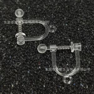 Transparent Clip-on <b>Earrings</b> Screw Type Spring Mechanism For No <b>Piercing</b> Ear Clips Resin Material Dongguan Made - Product Image 5