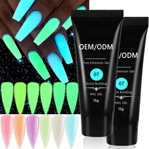 15ml Luminous Poly UV Gel Quick Extension Poly gel Glow in the Dark Acrylic Gel French Manicure Extend Nail Length