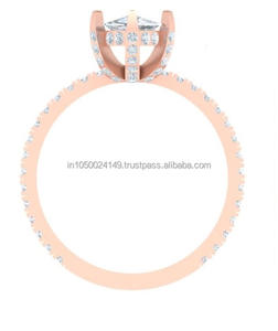 Anillo de compromiso certificado EMA de plata esterlina clásica, Halo oculto, configuración de pavé, Diamante de corte brillante cultivado en laboratorio Vintage de seis puntas - Product Image 3