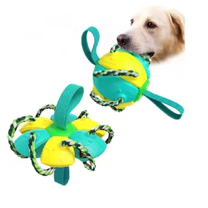 2023 New Pet Toy Flying Saucer Ball Dog Toy Interactive Bite Resistant Flying Saucer Ball Strange Magic Deformation UFO With Led