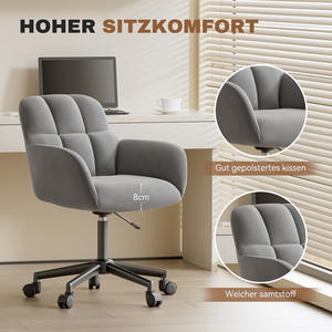 Ergonomic Velvet Modern <b>Office</b> <b>Chair</b> Striped Design Height Adjustable Swivel High Weight Capacity Comfortable Padded Armchair - Product Image 3