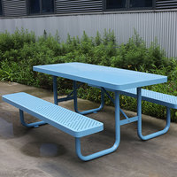 Table de pique-nique commerciale en métal bon marché avec banc mobilier de jardin table à manger en acier table basse de patio extérieur