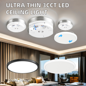 Diseño moderno ultrafino 3CCT cambiable 3000K/4000K/6000K luz de techo LED redonda montaje empotrado lámpara de techo LED iluminación interior - Product Image 6