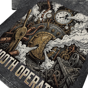 Camisetas de Algodón Transpirables y Antiarrugas de Alta Calidad para Hombre, Estilo Casual, para Venta al por Mayor, Camisetas Oversize con Estampado Steampunk de Tren y Lavado Ácido - Product Image 4
