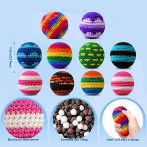Ballon de jonglage coloré tricoté <span class=keywords><strong>à</strong></span> la main, petit anti-stress, personnalisable, idéal pour les salons professionnels, cadeau promotionnel, Hacky Sack au <span class=keywords><strong>crochet</strong></span> - Product Image 6