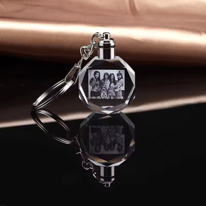 Honor of Crystal Custom Logo Photo Crystal Key Chain Crystal Glass Keychain Souvenir Gift