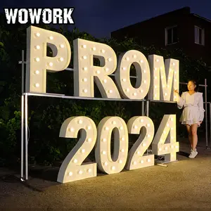 WOWORK批发4英尺5英尺带灯的选框字母站在两排顶部，用于活动装饰
