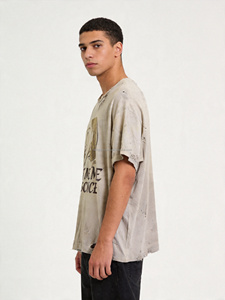 HG OEM Vente en gros T-shirts vintage 100 % coton à manches courtes, coupe oversize pour hommes, effet vieilli, personnalisables par sérigraphie - Product Image 4
