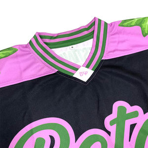 Custom <b>Retro</b> Short Sleeve Ice Hockey Shirt Streetwear Mesh Oversized Boxy Tshirt Cropped Top <b>Football</b> Hockey Jerseys - Product Image 4