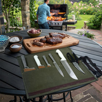 Sac de rangement pliable pour couteaux de chef en toile personnalisée avec sangle à boucle pour le camping et le barbecue