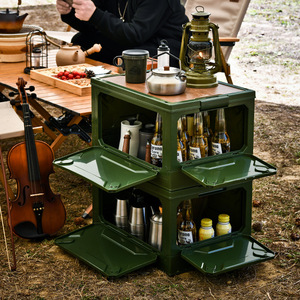 Outdoor Storage Box Foldable Military Green Rectangular Portable Travel Picnic Folding Container - Product Image 1