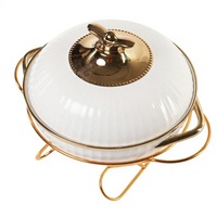 JADE JA2301A Goldverzierte Keramik-Suppentöpfe mit Doppelgriffen, Keramikdeckel, Hitzebeständig, Luxuriöses Design für Haushalt und Gewerbe