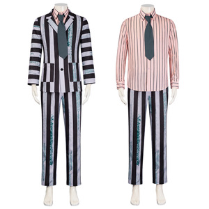 Costume rayé Beetlejuice de pointe, taille M, pour hommes adultes, tenue de cosplay pour Halloween - Product Image 4