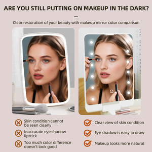<span class=keywords><strong>Espejo</strong></span> de Maquillaje Compacto Plegable con Iluminación LED Personalizada, Lámpara, Caja de Almacenamiento para Herramientas de Maquillaje, Caja de Almacenamiento de Brochas, Set de Almacenamiento de Maquillaje para Viaje - Product Image 5