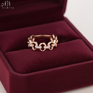 Mayorista Chino de Joyería con Diseño de Cadena de Eslabones Exquisitos, Serie Personalizable, Anillos de Oro Sólido de 18K con Diamantes Naturales Reales para Uso Diario - Product Image 4