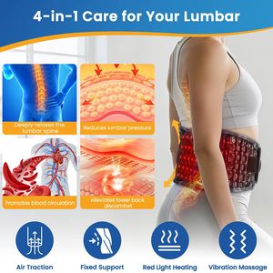 Ceinture de massage lombaire chauffante et vibrante sans fil pour soulager les douleurs dorsales et décompresser le dos - Product Image 2