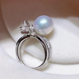 Exquisita Pulsera de Perlas Edison Chapada en Oro de Plata 925 y Anillo con Lazo de Cinta de 10-11 mm con Sentido del Diseño - Product Image 2