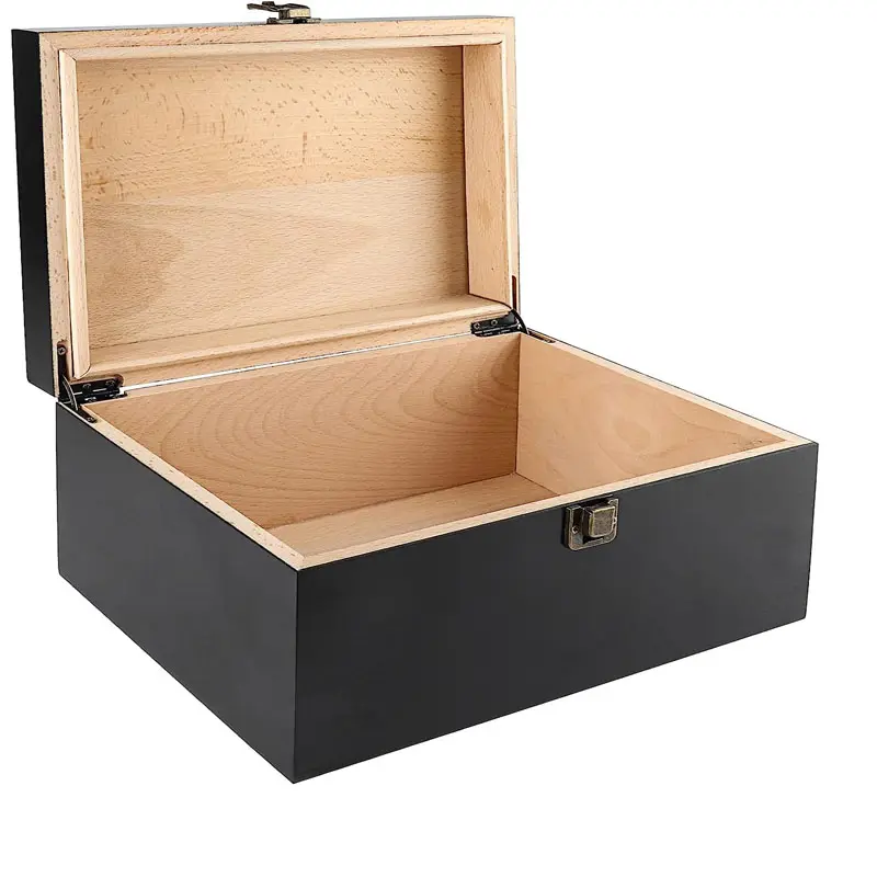 Caja de madera con cierre de pestillo con cajas de recuerdo de acabado mate