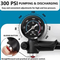 Pompe à vélo BUCKLOS 300 PSI haute pression, pompe pour fourche avant de vélo, gonfleur portable à valve Schrader, accessoires multifonctionnels pour vélo
