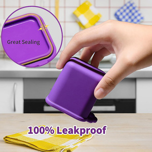 Conteneur de stockage alimentaire 128 ml carré en silicone avec couvercle détachable à clipser pour la conservation de la fraîcheur, idéal pour les voyages et les épices de cuisine - Product Image 5