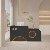 Comptoir d'Accueil LED Forme Fantastique, Bureau de Réception en L pour Bureau ou Salon de Beauté