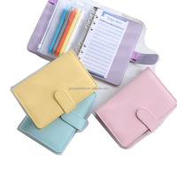 Reliure à anneaux personnalisée avec impression uv A5 A6 autocollants en cuir végétalien argent de poche budget 5 sujet journal scolaire planificateur de cahier