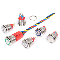 Interrupteur à bouton-poussoir pneumatique industriel étanche avec LED, 10mm 22mm, pour urinoir, douche, inverseur et vanne d'eau