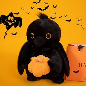 Mới Đến Sang Trọng Crow Với Bí Ngô Thú Nhồi Bông Nhà Halloween Món Quà Mềm Màu Đen Crow Bí Ngô Động Vật Đồ Chơi - Product Image 4
