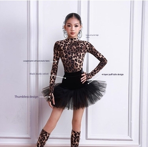 सेक्सी लैटिन नृत्य पोशाक तेंदुए का आधा गर्दन टैंगो डैनसेवियर रंबा पोशाक के साथ रेंबका पोशाक - Product Image 2