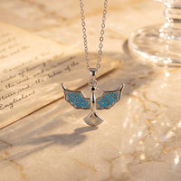 Collier tendance avec pendentif pigeon vintage - Chaîne fine en cuivre et zircon cubique pour femme