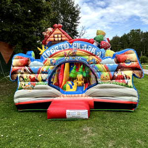Aire de jeux gonflable outdoor bouncy castle with slide combo park bounce <b>house</b> <b>inflatable</b> kids fairytale playground - Product Image 2