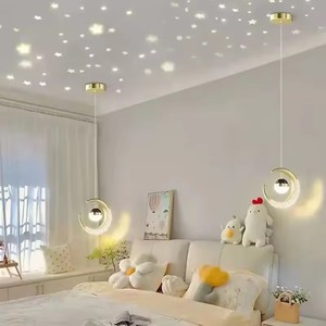 Nordic Luxury oro luna stella LED luci per soggiorno lampade <span class=keywords><strong>a</strong></span> <span class=keywords><strong>sospensione</strong></span> <span class=keywords><strong>da</strong></span> comodino lampade <span class=keywords><strong>a</strong></span> <span class=keywords><strong>sospensione</strong></span> lampadario - Product Image 2