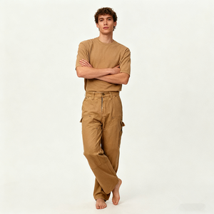 Pantalones DE TRABAJO altos para hombres, pantalones de algodón duraderos de longitud Extra larga, pantalones holgados de cintura de tiro medio, pantalones <span class=keywords><strong>Cargo</strong></span> para hombres - Product Image 5