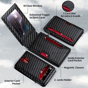 Portafoglio Magnetico Bifold Sottile in <span class=keywords><strong>Pelle</strong></span> Premium da <span class=keywords><strong>Uomo</strong></span> con Blocco RFID, Porta Carte di Credito Pop-up con Tasca Frontale, Regalo Aziendale - Product Image 5