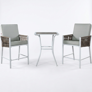 Set da Pranzo Moderno da Esterno in 3 Pezzi, Struttura in Acciaio KD, <span class=keywords><strong>Tavolo</strong></span> Alto e <span class=keywords><strong>Sedie</strong></span> in Rattan PE Intrecciato per <span class=keywords><strong>Giardino</strong></span> e Patio - Product Image 5