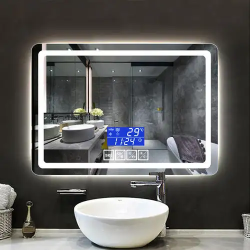 HIXEN 18-7B fabbrica Direct Hotel Blue_tooth display schermo venditore caldo rettangolo Hotel lusso bagno specchio LED