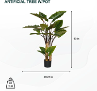 OH ARTS Plante artificielle de Taro à toucher réel, Bonsaï en soie, Feuille tropicale, Faux plante en pot avec pots en verre transparent, Pour intérieur et extérieur, Maison et Hôtel