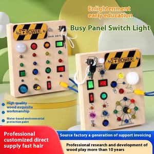 Vendita calda <span class=keywords><strong>bambini</strong></span> precoce educazione occupato da bordo Juguetes in legno simulazione LED presa interruttore Montessori giocattoli per ragazzi e ragazze - Product Image 4