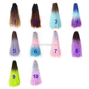 Trenzas <span class=keywords><strong>de</strong></span> Cabello Estilo Bohemio <span class=keywords><strong>de</strong></span> Crochet, Estilo Goddess Locs, Despeinadas, con Ombre Rizado, Pre-enlazadas, Sintéticas, Estilo Boho, 3x <span class=keywords><strong>River</strong></span> Box Braids - Product Image 4