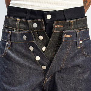 Jeans en denim japonais selvedge multi-couleurs sur mesure, 14-15 oz, poids lourd, coupe ample, brut, original, pour hommes - Product Image 2