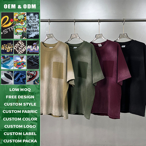 เสื้อยืดเนื้อวาฟเฟิลย้อมสีแบบสั่งทำพิเศษ 325GSM ขอบดิบแบบดิสเทรส รักษาทรง ไม่เป็นขุย สวมใส่สบาย ยูนิเซ็กส์ ทรงปกติ - Product Image 2