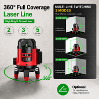 Niveau laser croisé portable vert vif à 5 lignes, corps anti-chute, batterie au lithium rechargeable pour la pose de carreaux muraux et au sol