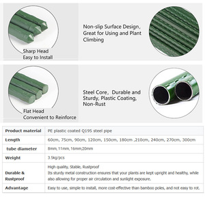 Estacas de Jardín de Acero Recubiertas de Plástico para Plantas, Estacas de Soporte para Plantas - Product Image 4