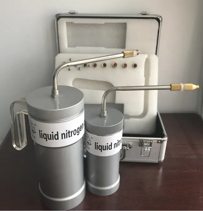 Empty small capacity liquid nitrogen cryo cans with pen for cold therapy