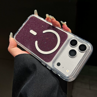 Coque de téléphone transparente en PC et TPU magnétique à paillettes brillantes pour iPhone 18 17 Pro Max 16 15, protection antichoc, couverture translucide