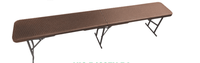 Banc pliant en rotin marron de 1,80 m avec motif cannage en HDPE pour extérieur, camping, barbecue, jardin, terrasse